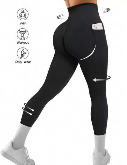 Leggins con bolsa, Push Up, Sin costuras, Tono Liso