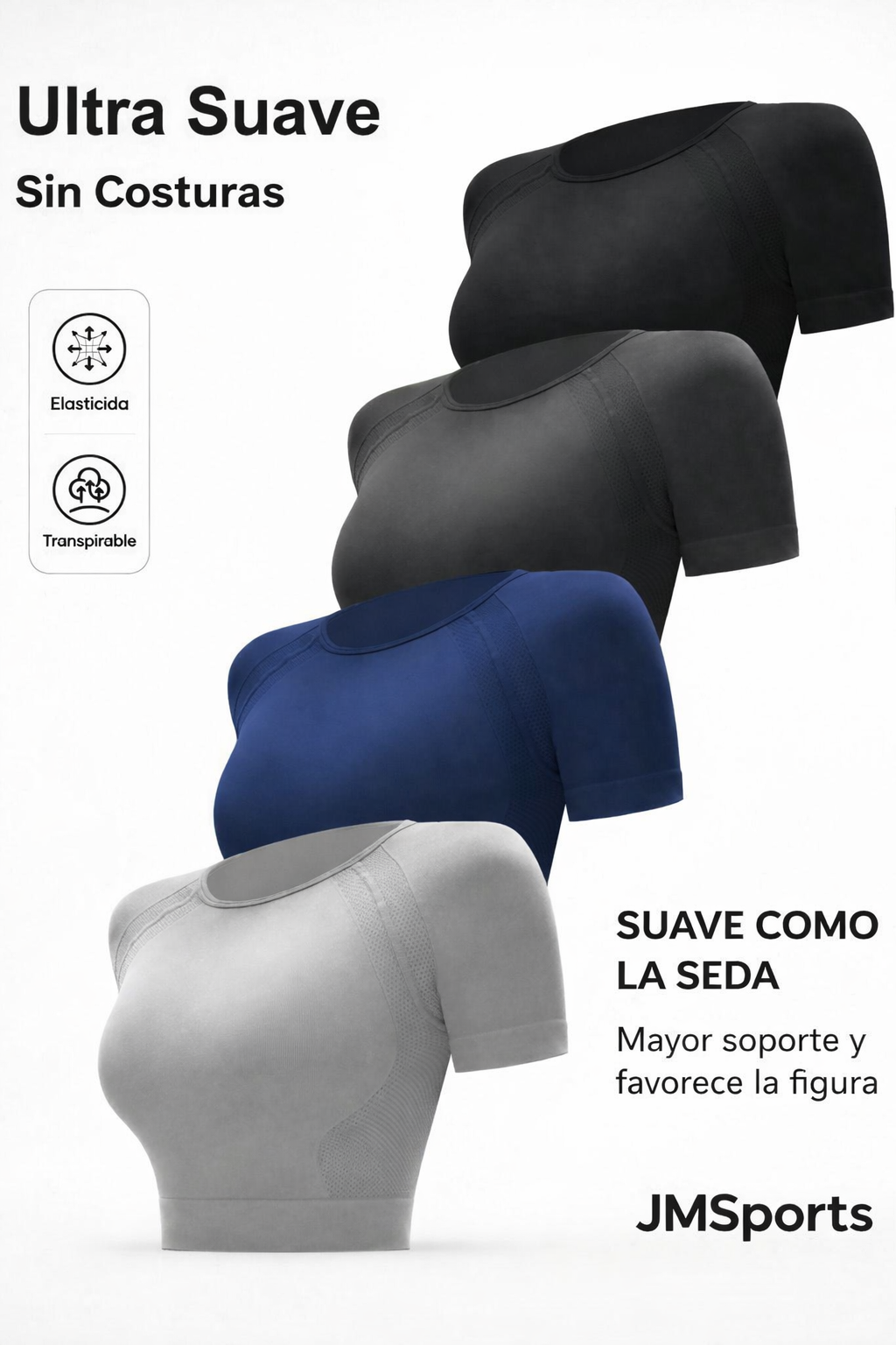 Crop Top Deportivo Sin Costuras Ultra Suave – Ajuste Moldeador | JMSports
