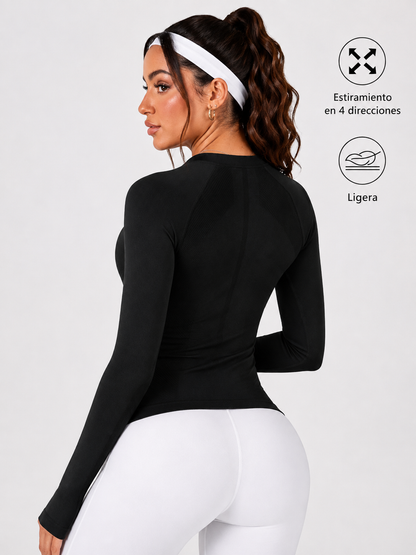 Playera Deportiva Manga Larga | Compresión, Sin Costuras y Stretch 4-Way
