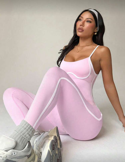 ‘Enterizo Push Up, con tirantes, Sin costuras, Líneas blancas