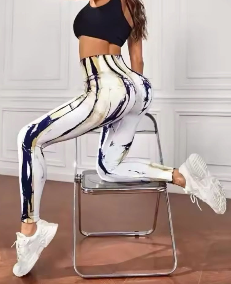 Leggins Blancos con dorado, Push Up, Sin costuras, Premium