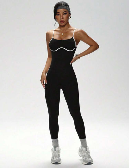 ‘Enterizo Push Up, con tirantes, Sin costuras, Líneas blancas