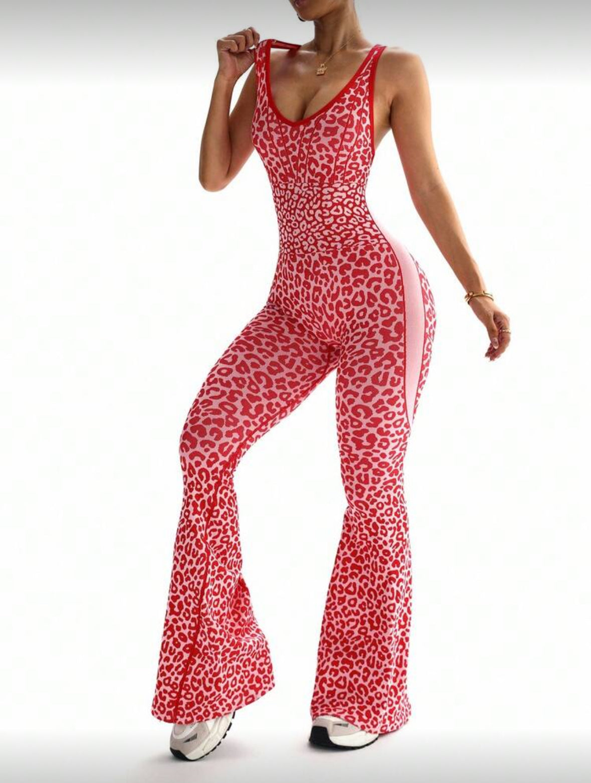 ‘Enterizo Push Up, Sin costuras, Animal print, Acampanado