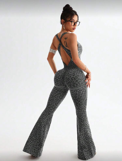 ‘Enterizo Push Up, Sin costuras, Animal print, Acampanado