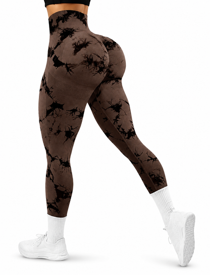 Leggins Café, Push Up, Sin costuras, Tie Dye
