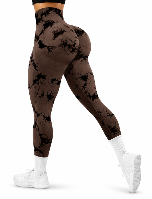 Leggins Café, Push Up, Sin costuras, Tie Dye