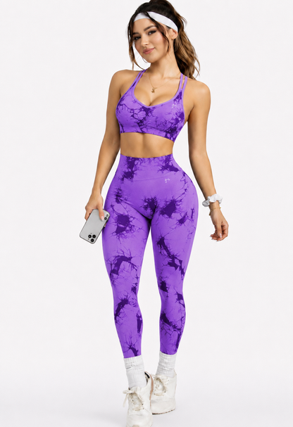 Conjunto Push Up, Tie Dye, Top y Leggins Sin costuras