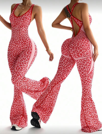 ‘Enterizo Push Up, Sin costuras, Animal print, Acampanado