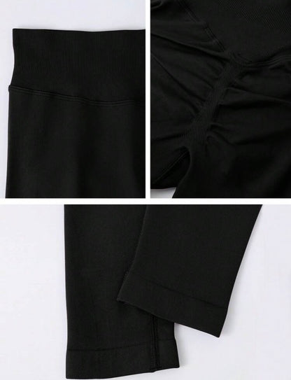 Conjunto Push Up, PREMIUM, Top y Leggins Sin costuras, tono Liso