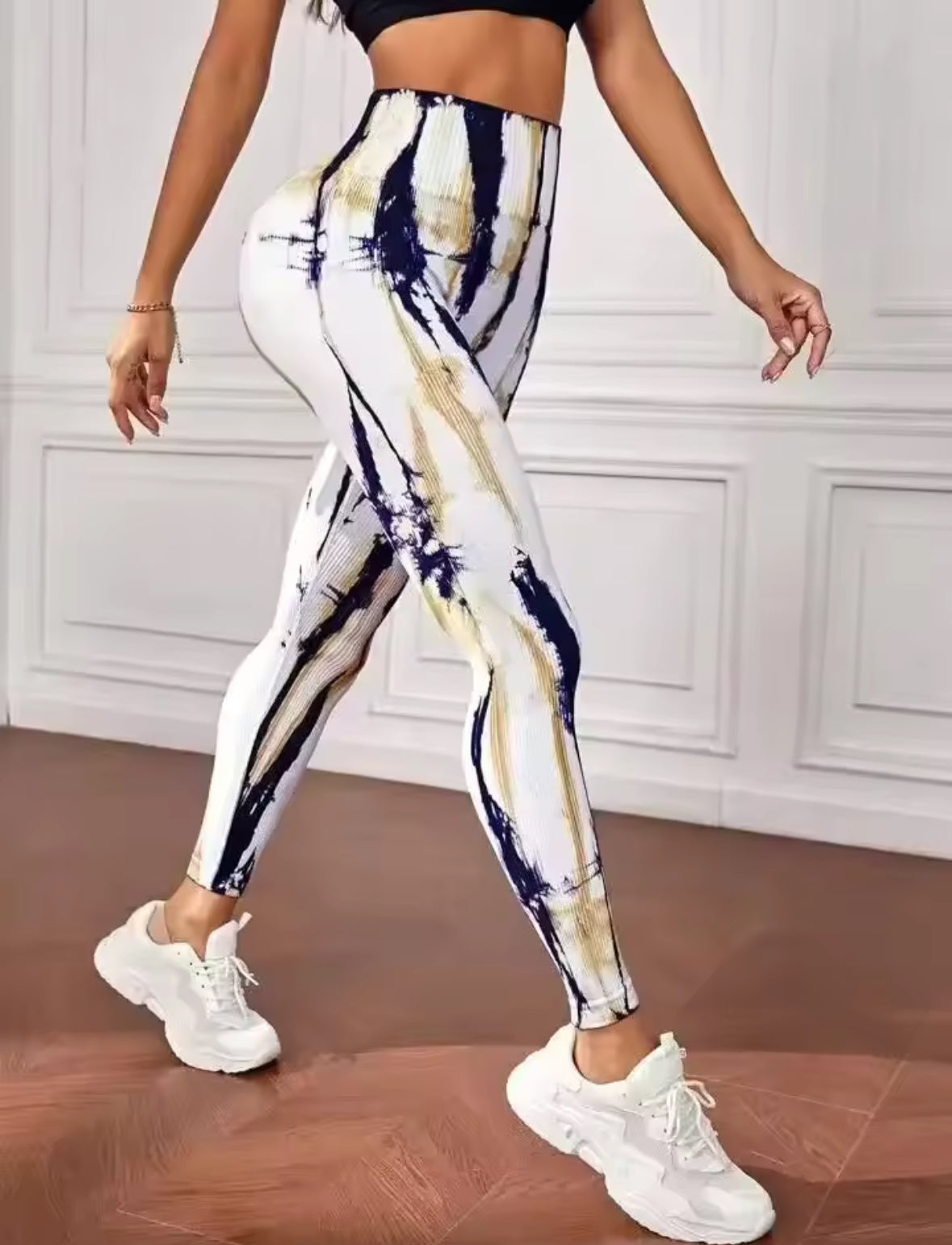 Leggins Blancos con dorado, Push Up, Sin costuras, Premium