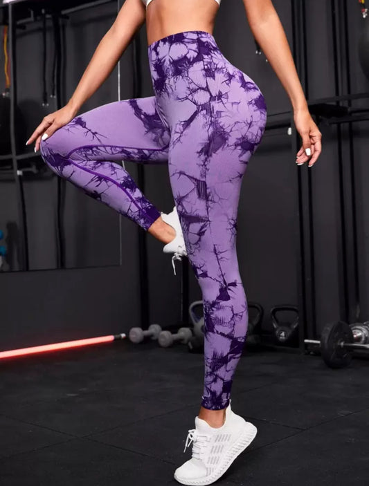 Leggin Push Up, Tie Dye, Purpura claro