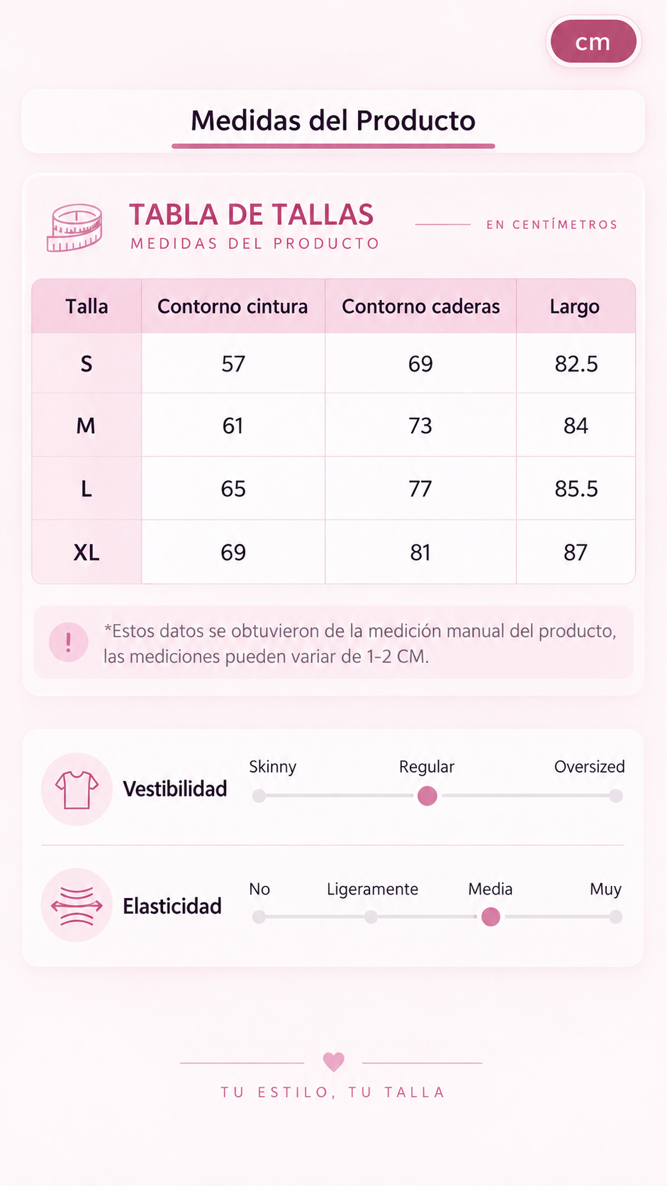 Guía de tallas