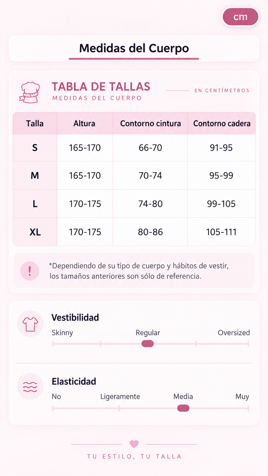 Guía de tallas