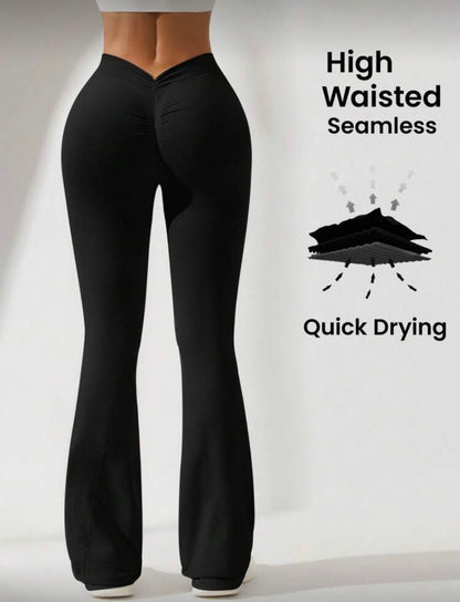 Leggins corte V, Acampanado, Push Up, Sin costuras