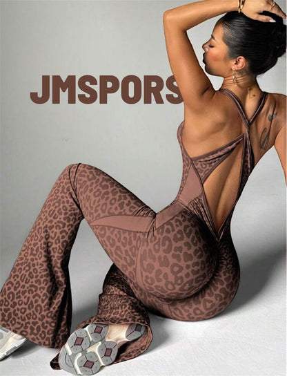 ‘Enterizo Push Up, Sin costuras, Animal print, Acampanado