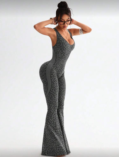 ‘Enterizo Push Up, Sin costuras, Animal print, Acampanado