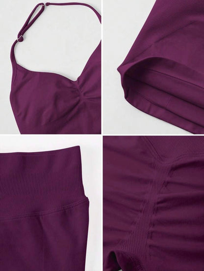Conjunto Sculpt Halter, Push Up, Leggins y Tank top Premium