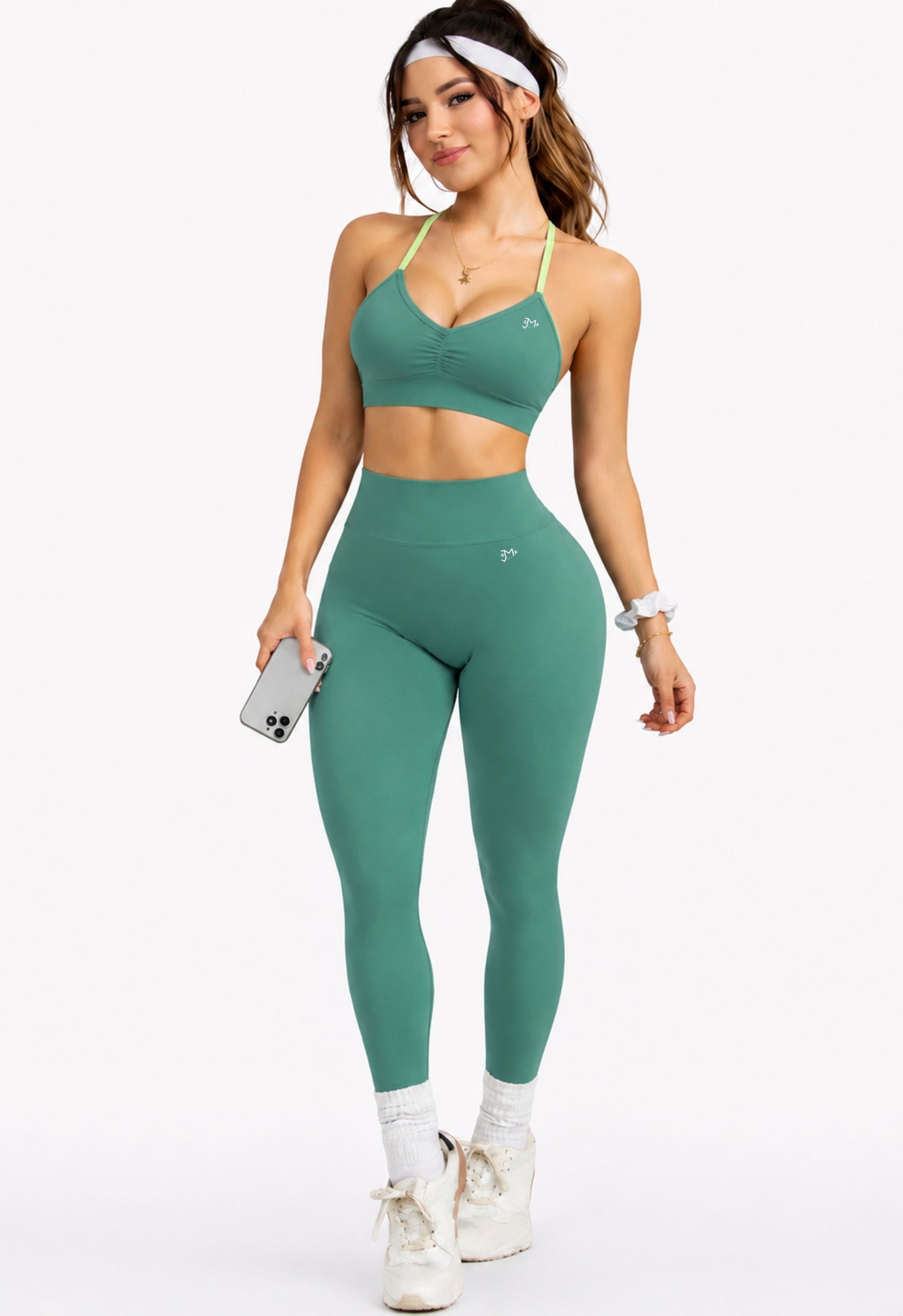 Conjunto Push Up, Top y Leggins Sin costuras, Verde