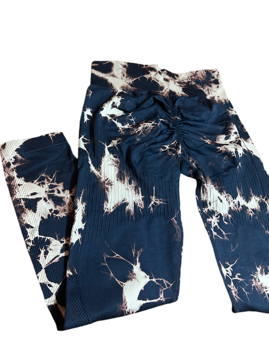 Leggins Azul Marino con dorado, Push Up, Sin costuras, Tie Dye, Premium