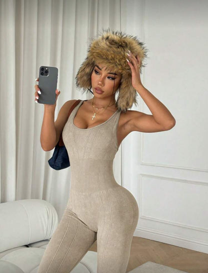 Enterizo Push Up, Sin costuras, acabado deslavado