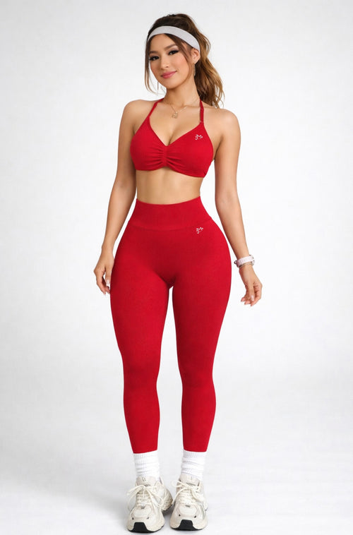 Conjunto Push Up, Deportivo (material ligero, elástico) , Top y Leggins Sin costuras, tono Liso