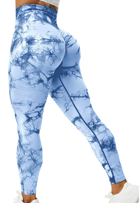 Leggins azul claro, Push Up, Sin Costuras, Tie Dye, Premium