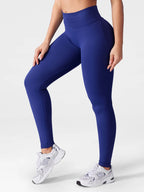 Leggings deportivos push up premium azul marino, cintura alta y fruncido oculto que realza glúteos