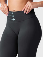 Leggings deportivos push up premium negros, cintura alta y fruncido oculto que realza glúteos