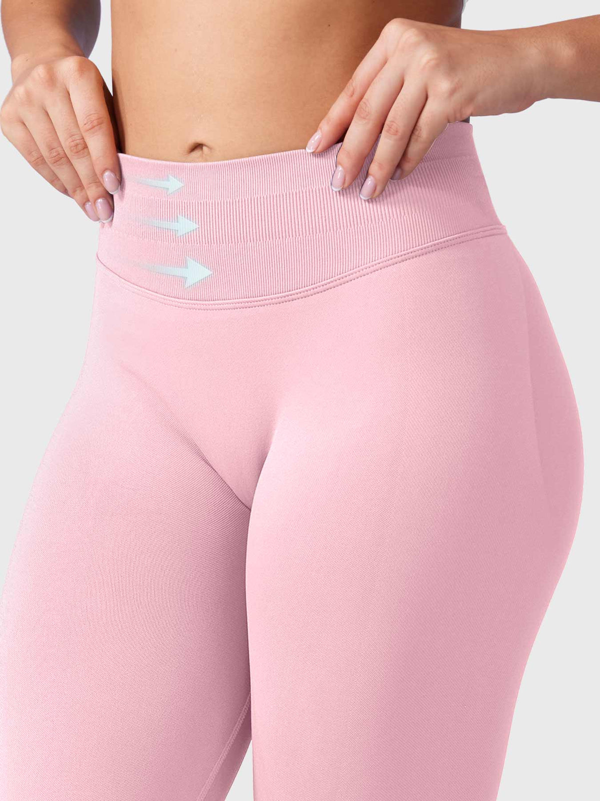 Leggings deportivos push up premium rosa, cintura alta y fruncido oculto que realza glúteos