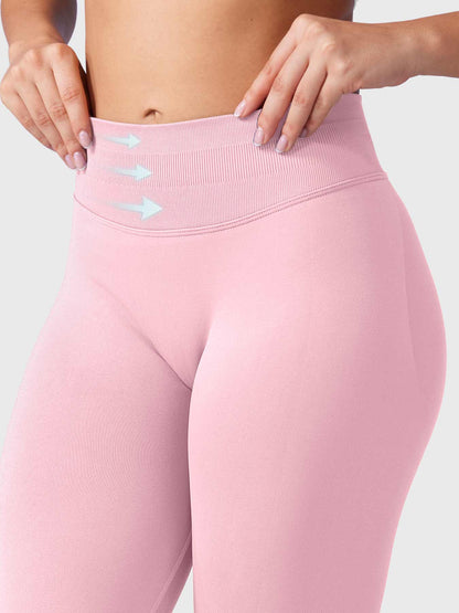 Leggings deportivos push up premium rosa, cintura alta y fruncido oculto que realza glúteos