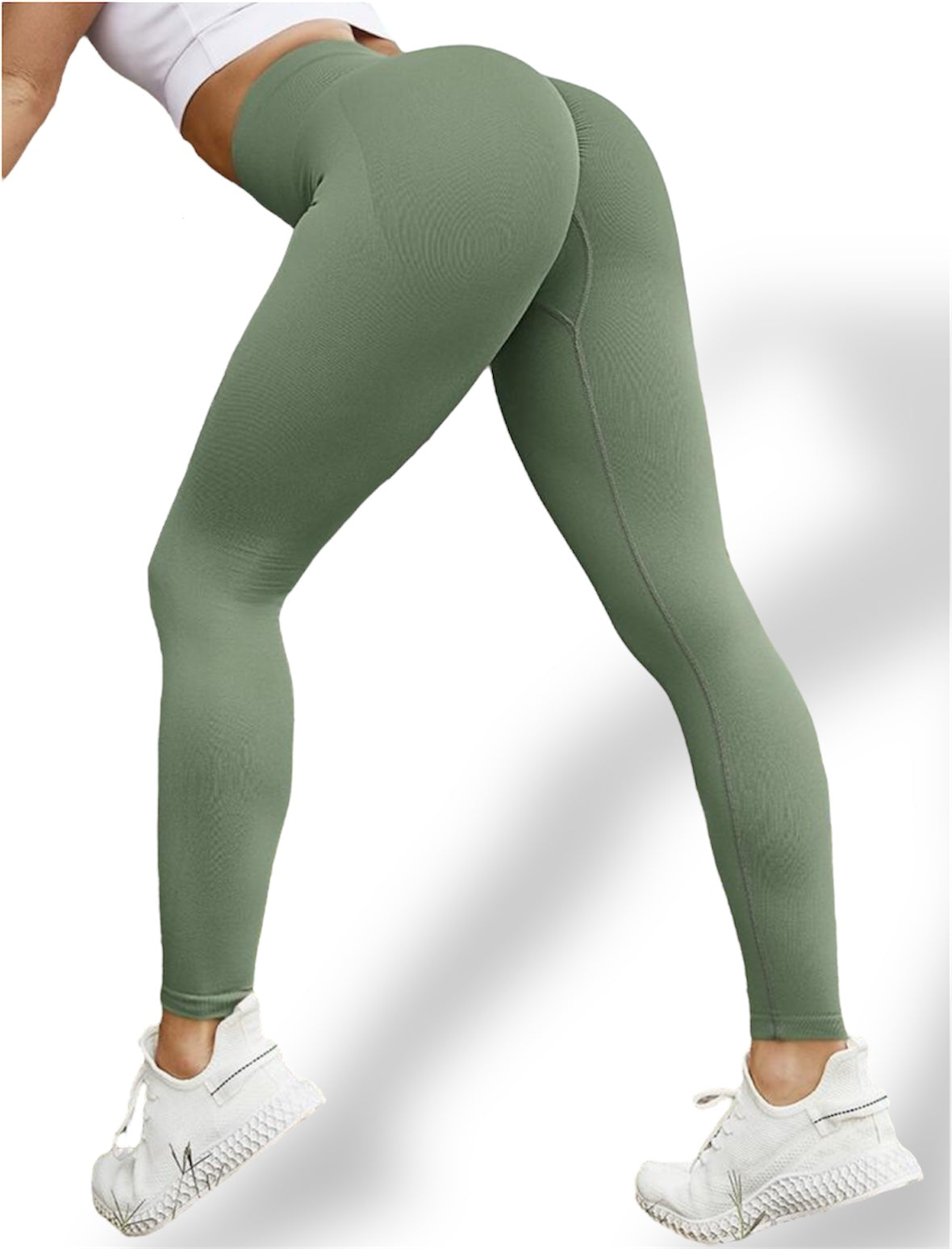 Leggings deportivos push up premium verde claro, cintura alta y fruncido oculto que realza glúteos