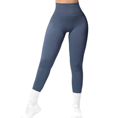 Leggins deportivos Push Up azul sin costuras JMSports, cintura alta y efecto moldeador que realza glúteos